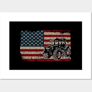 Farm Tractors America Flag I Patriotic Farming Posters and Art